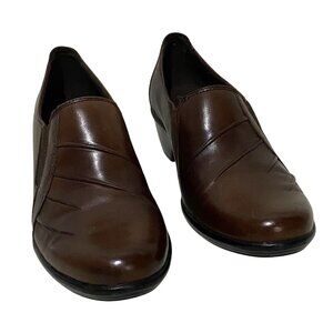 Clarks Partridge Slip On Shoe Womens Size 10 Brown Dark Academia Preppy Business